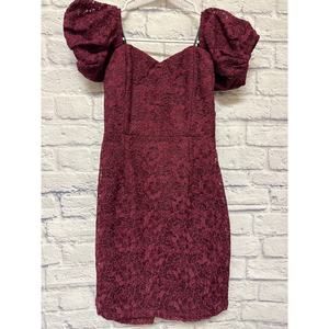 Lulus Burgundy Cranberry Mini Off Shoulder Sheath Formal Dress SZ MED New w/tags